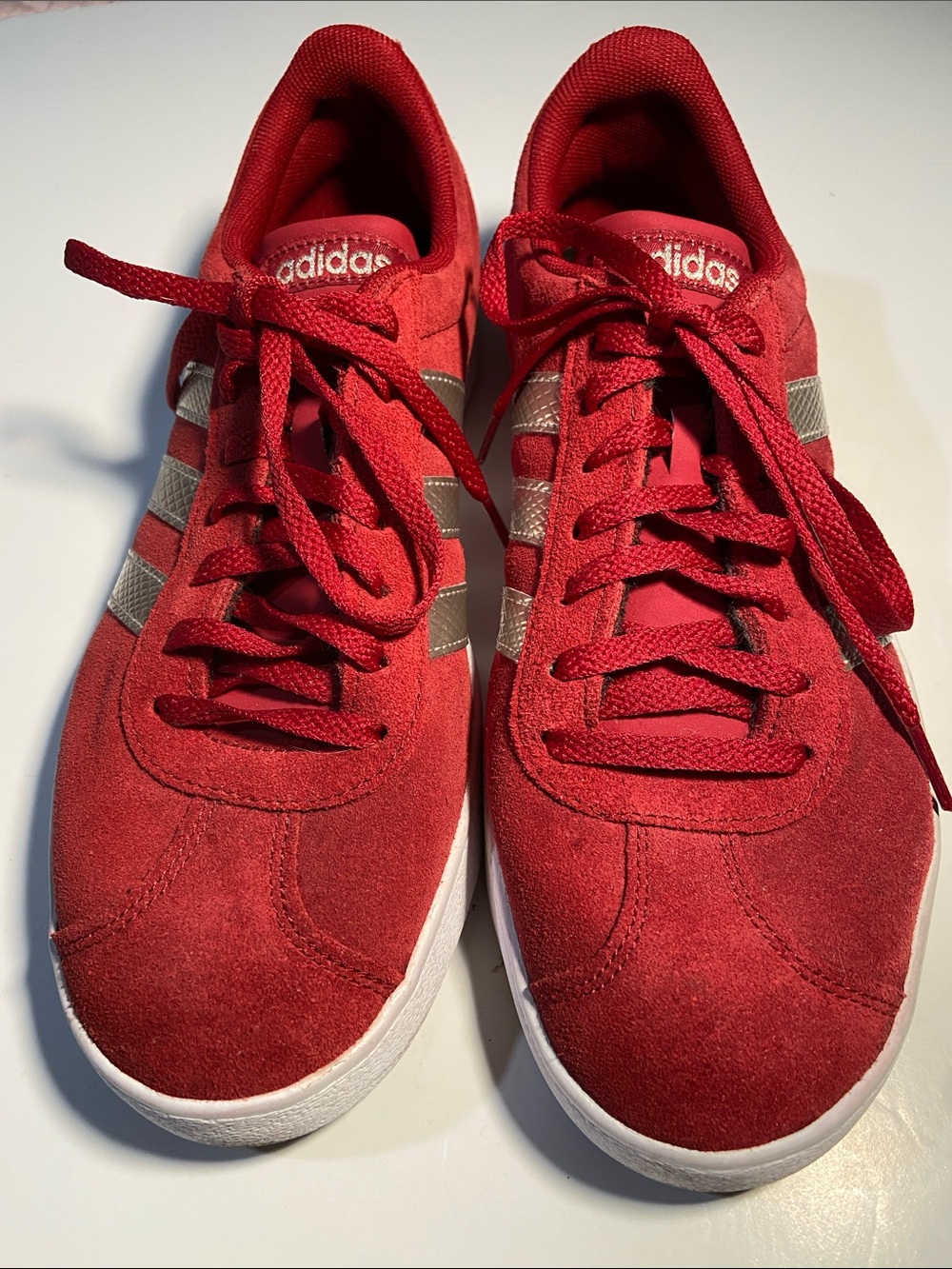 Red Suede Adidas OrthoLite Women’s Sneakers